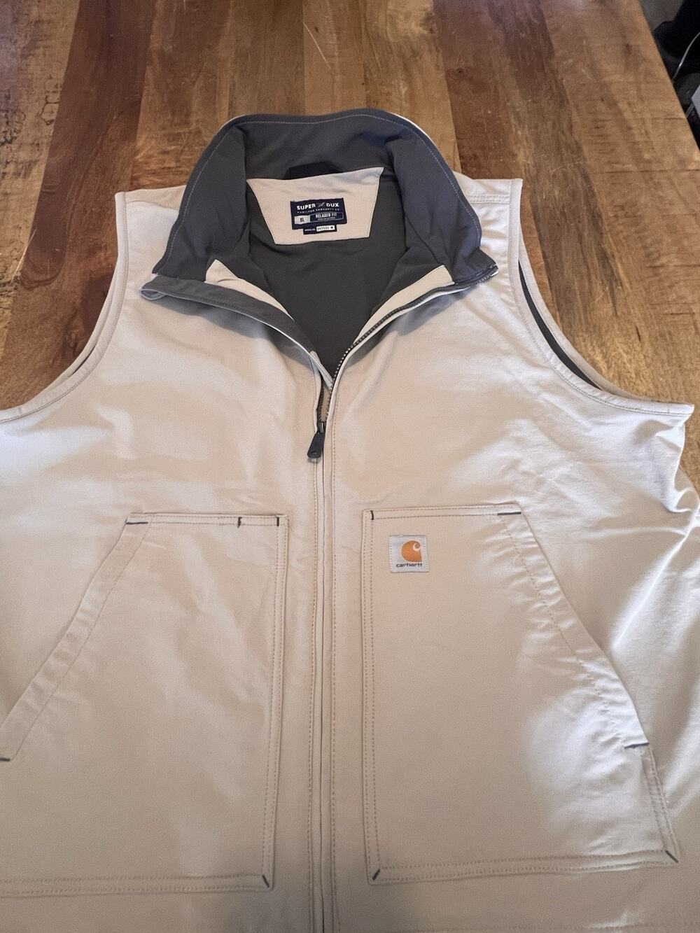 Carhartt Super Dux Softshell Vest Mens XL Tan Full Zip Relaxed Fit Outdoor